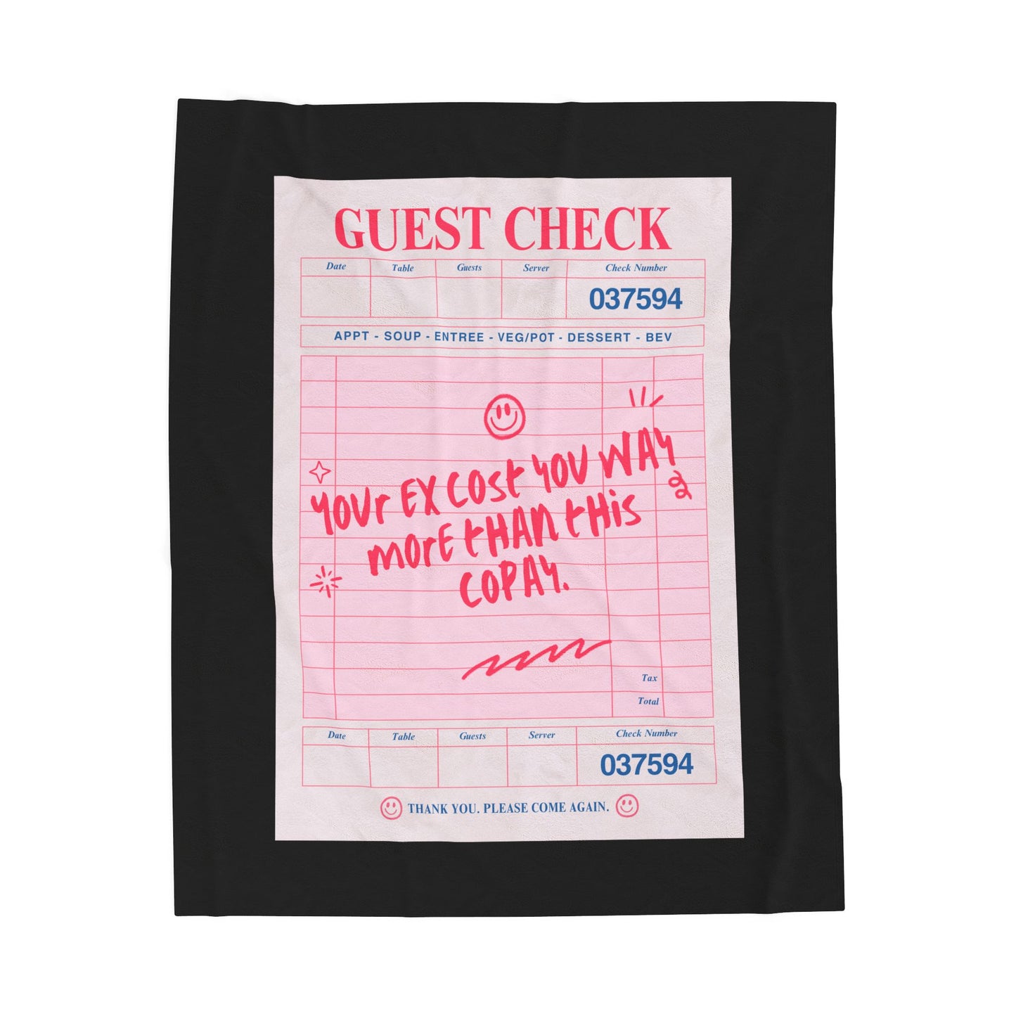 “Your Ex Cost You More Than This Copay” Throw Blanket – Mental Health Receipt Edition
