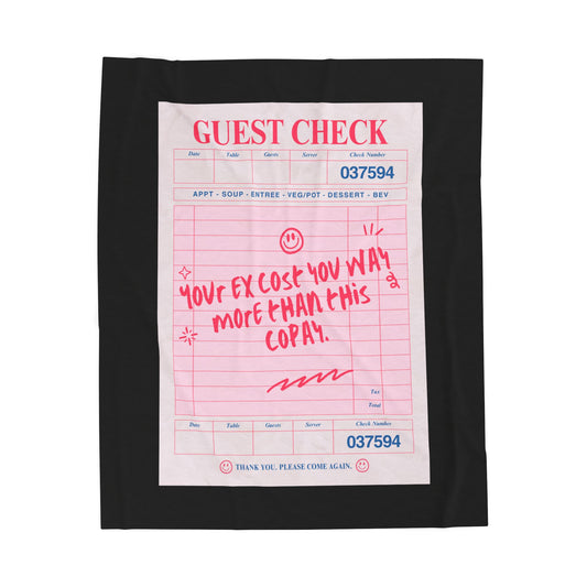 “Your Ex Cost You More Than This Copay” Throw Blanket – Mental Health Receipt Edition