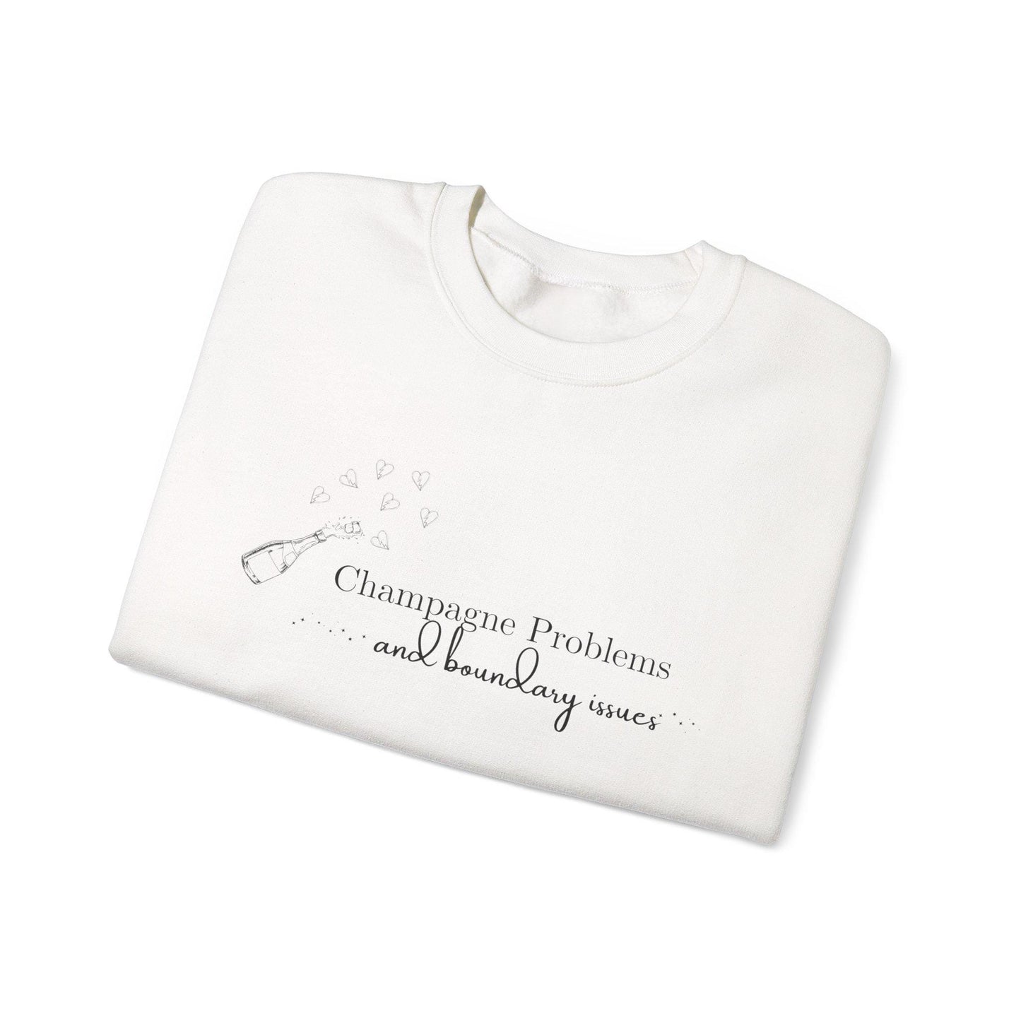 Champagne Problems and Boundary Issues Crewneck | Snarky Swiftie Sweatshirt | Therapy-Inspired Mental Health Humor | Unhinged Cozy Vibes